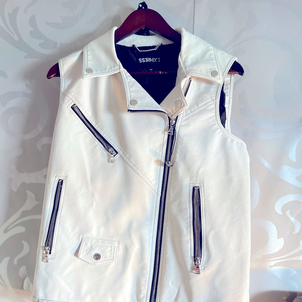 White leather express vest